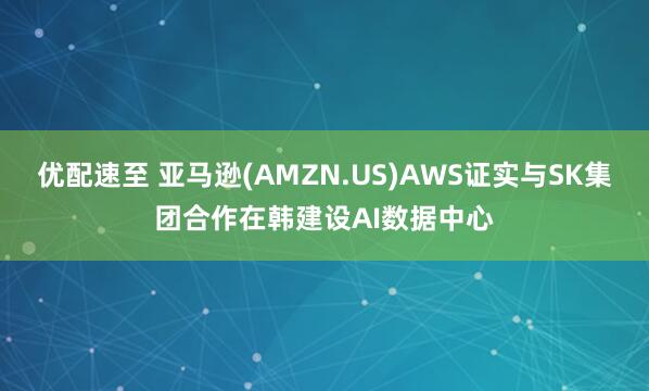 优配速至 亚马逊(AMZN.US)AWS证实与SK集团合作在韩建设AI数据中心